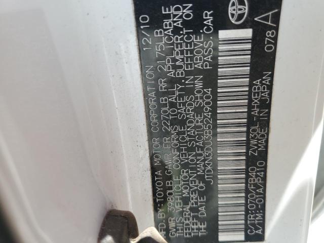 JTDKN3DU3B5249004 - 2011 TOYOTA PRIUS WHITE photo 13