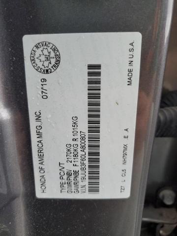 19UUB3F60LA800807 - 2020 ACURA TLX A-SPEC TECHNOLOGY GRAY photo 12