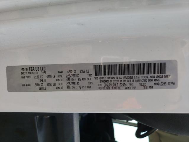 3C6URVJG9LE122424 - 2020 RAM PROMASTER 3500 HIGH თეთრი ფოტო 13