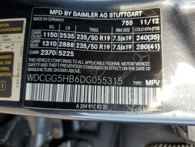 WDCGG5HB6DG055315 - 2013 MERCEDES-BENZ GLK 350 CHARCOAL photo 13