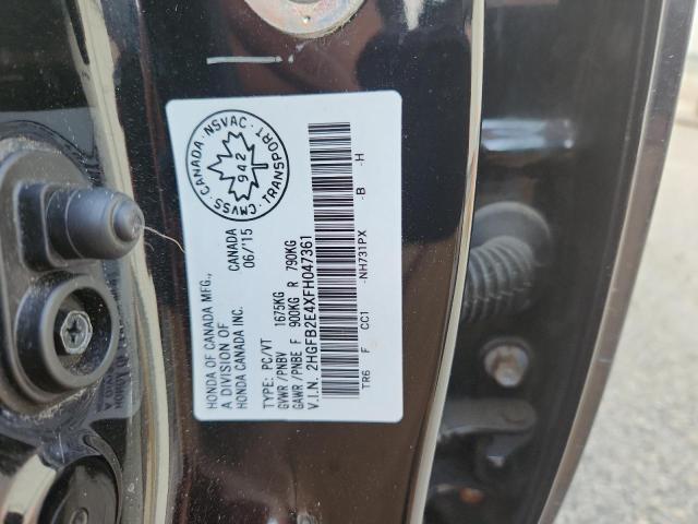 2HGFB2E4XFH047361 - 2015 HONDA CIVIC LX BLACK photo 12