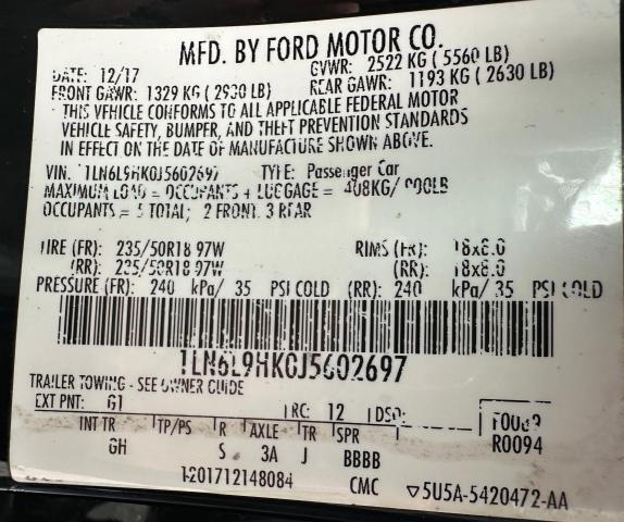 1LN6L9HK0J5602697 - 2018 LINCOLN CONTINENTA Schwarz Foto 10