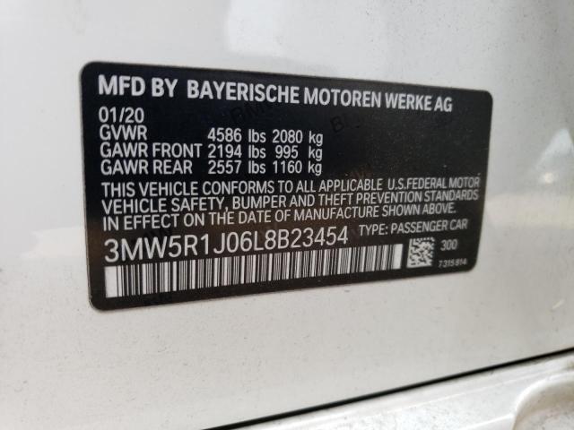 3MW5R1J06L8B23454 - 2020 BMW 330I WHITE photo 12