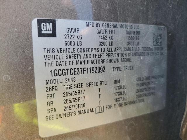 1GCGTCE37F1192093 - 2015 CHEVROLET COLORADO Z71 TAN photo 12