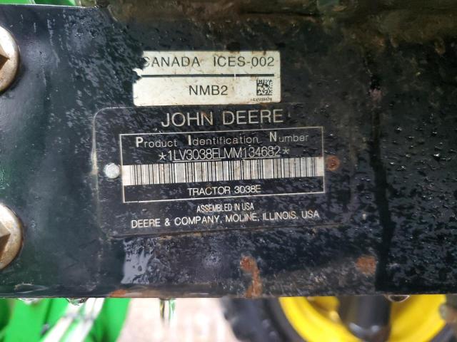 1LV3038ELMM134682 - 2021 JOHN DEERE 3038E GREEN photo 10