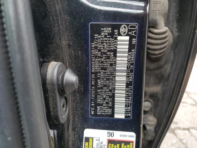 2T1BURHE4GC587787 - 2016 TOYOTA COROLLA L 黑色 照片 12