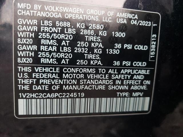 1V2HC2CA6PC224519 - 2023 VOLKSWAGEN ATLAS CROS SE BLACK photo 13