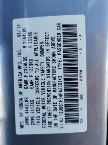 19UUB1F34FA005743 - 2015 ACURA TLX GRAY photo 12