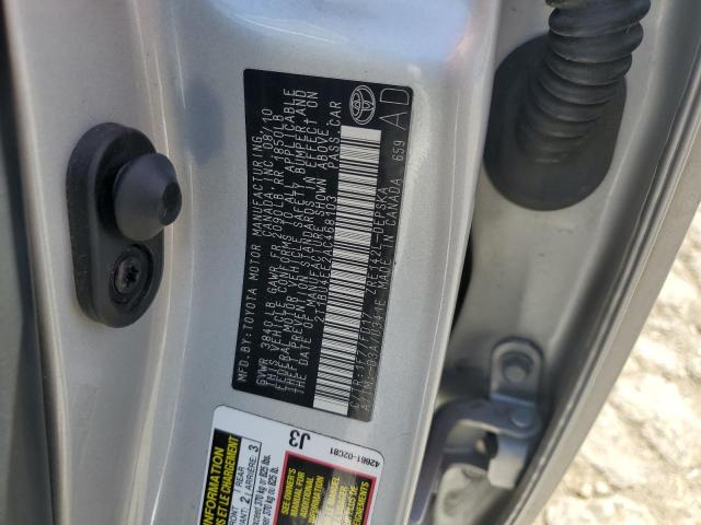 2T1BU4EE2AC468103 - 2010 TOYOTA COROLLA BASE SILVER photo 12