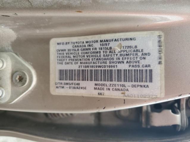 2T1BR18E9WC016961 - 1998 TOYOTA COROLLA VE SILVER photo 12