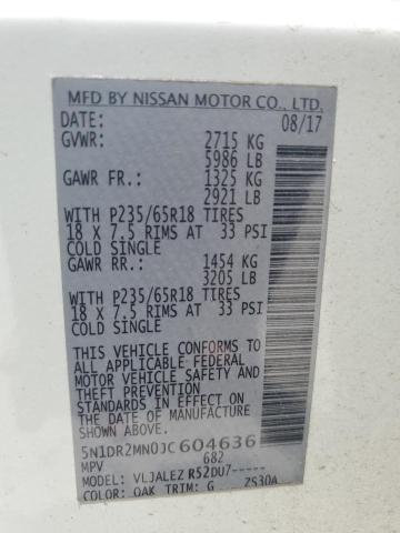 5N1DR2MN0JC604636 - 2018 NISSAN PATHFINDER S 白色 照片 13