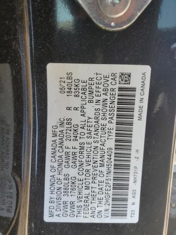 2HGFE2F51NH504409 - 2022 HONDA CIVIC SPORT 黑色 照片 12