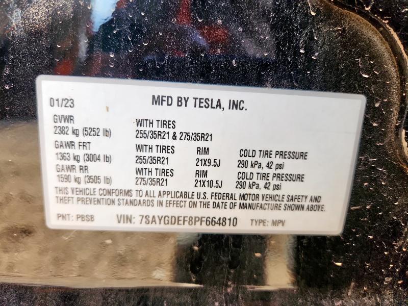 7SAYGDEF8PF664810 - 2023 TESLA MODEL Y შავი ფოტო 13