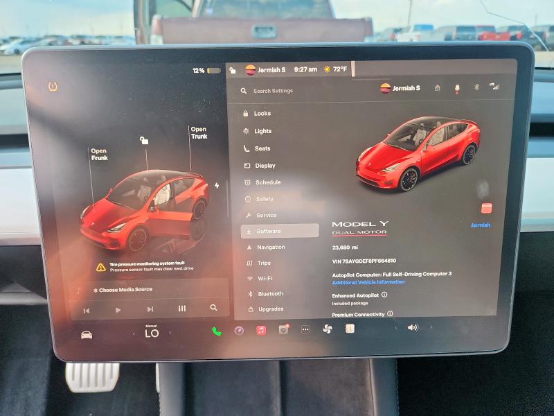 7SAYGDEF8PF664810 - 2023 TESLA MODEL Y შავი ფოტო 9