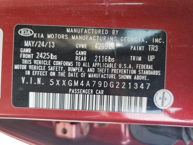 5XXGM4A79DG221347 - 2013 KIA OPTIMA LX RED photo 12