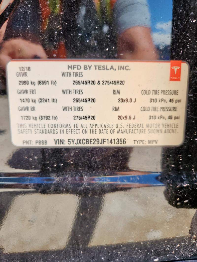 5YJXCBE29JF141356 - 2018 TESLA MODEL X BLACK photo 13