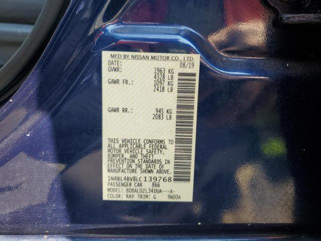 1N4BL4BV8LC139768 - 2020 NISSAN ALTIMA S BLUE photo 12