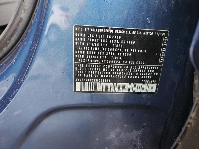 3VV3B7AX2KM048936 - 2019 VOLKSWAGEN TIGUAN SE Mavi foto 13