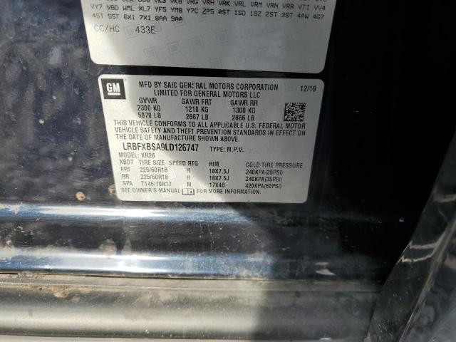 LRBFXBSA9LD126747 - 2020 BUICK ENVISION PREFERRED BLACK photo 10