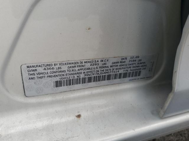 3VWJX7AJ5AM077314 - 2010 VOLKSWAGEN JETTA S ვერცხლისფერი ფოტო 12