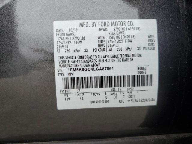 1FM5K8GC4LGA87861 - 2020 FORD EXPLORER ST CHARCOAL photo 13