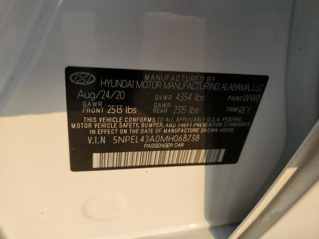 5NPEL4JA0MH068738 - 2021 HYUNDAI SONATA SEL WHITE photo 12