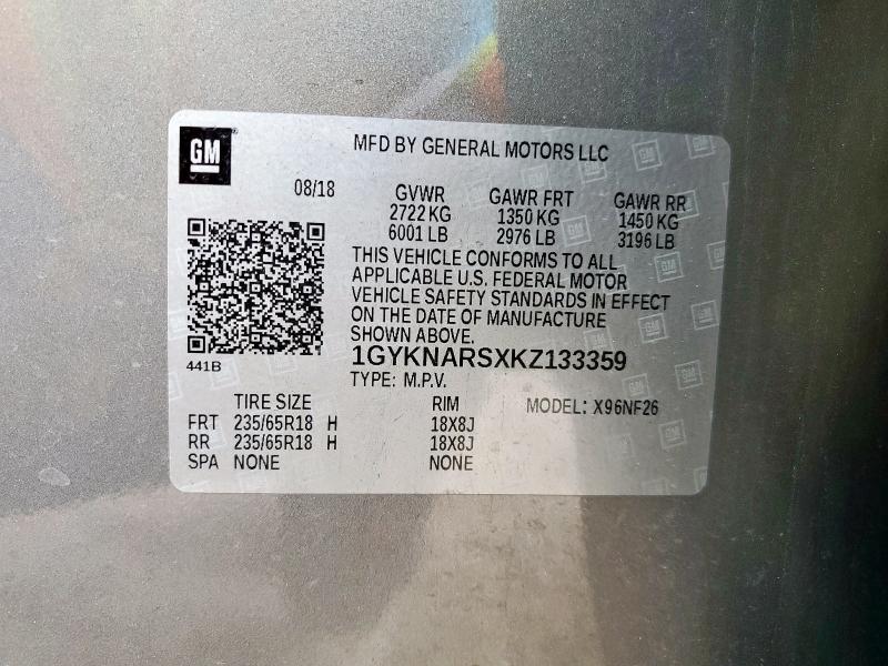 1GYKNARSXKZ133359 - 2019 CADILLAC XT5 金色 照片 13