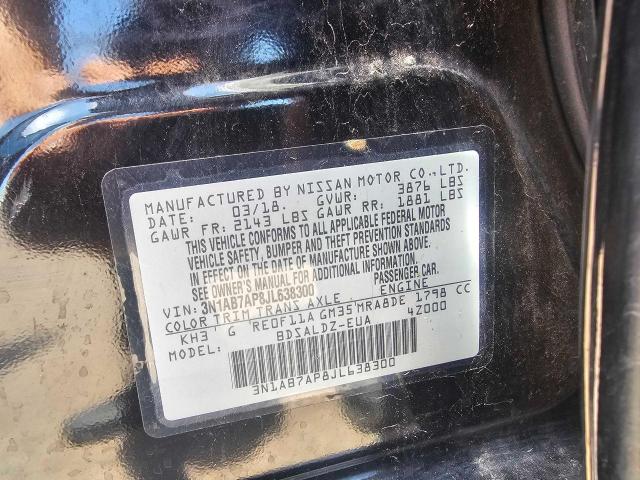 3N1AB7AP8JL638300 - 2018 NISSAN SENTRA S BLACK photo 10