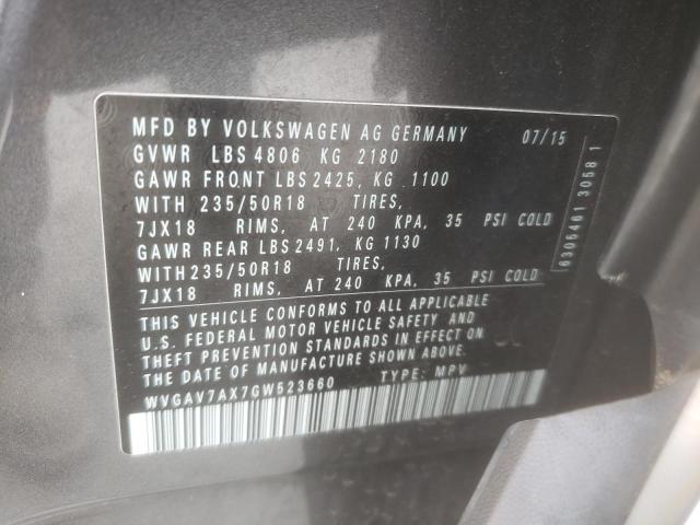WVGAV7AX7GW523660 - 2016 VOLKSWAGEN TIGUAN S GRAY photo 13