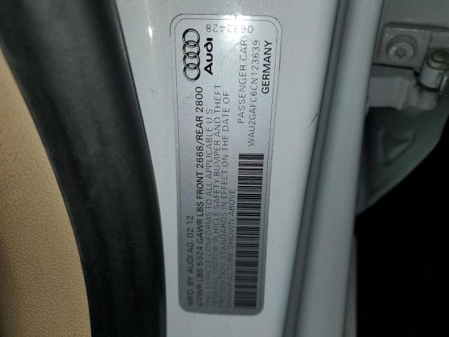 WAU2GAFC6CN123639 - 2012 AUDI A7 PRESTIGE WHITE photo 12