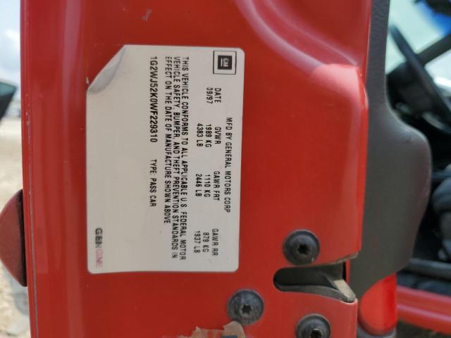 1G2WJ52K0WF229310 - 1998 PONTIAC GRAND PRIX SE წითელი ფოტო 12