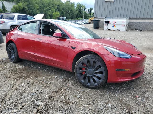 5YJ3E1EC6MF025516 - 2021 TESLA MODEL 3 RED photo 4