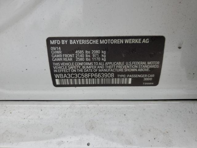 WBA3C3C58FP663908 - 2015 BMW 320 I XDRIVE WHITE photo 12