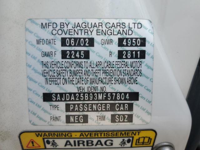SAJDA25B93MF57804 - 2003 JAGUAR SUPER V8 WHITE photo 12
