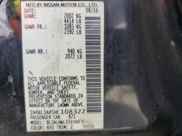 1N4BL3AP5HC108322 - 2017 NISSAN ALTIMA 3.5SL BLACK photo 12