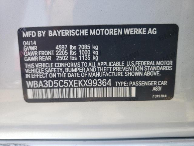 WBA3D5C5XEKX99364 - 2014 BMW 328 D XDRIVE SILVER photo 13