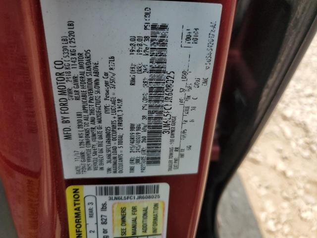 3LN6L5FC1JR608025 - 2018 LINCOLN MKZ RESERVE წითელი ფოტო 12