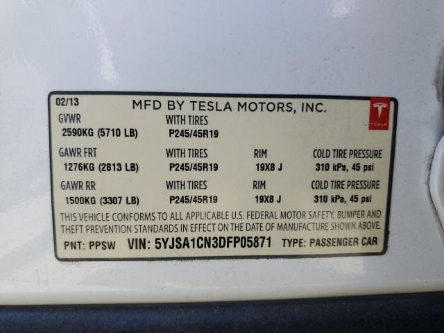 5YJSA1CN3DFP05871 - 2013 TESLA MODEL S Ağ foto 12