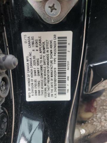 2HGFB2F80FH522419 - 2015 HONDA CIVIC EX BLACK photo 12