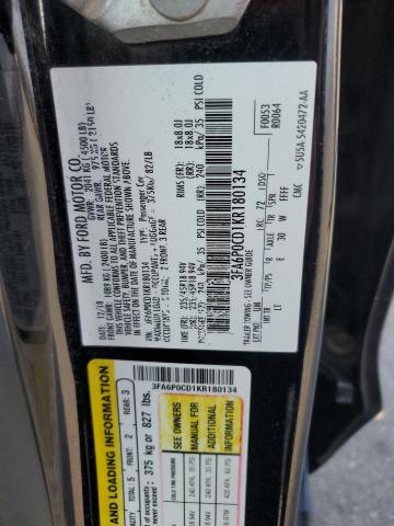 3FA6P0CD1KR180134 - 2019 FORD FUSION SEL Qara foto 12