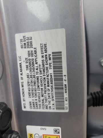 5FNYF7H5XLB003441 - 2020 HONDA PASSPORT EXL SILVER photo 13