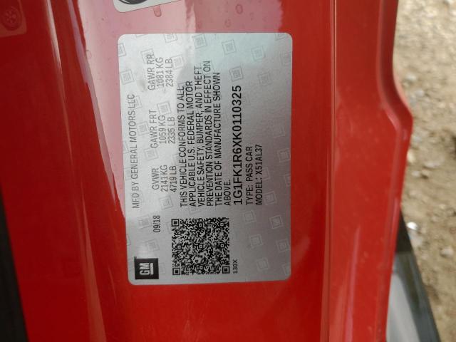 1G1FK1R6XK0110325 - 2019 CHEVROLET CAMARO ZL1 红色 照片 13