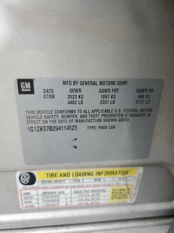 1G1ZK57B294114523 - 2009 CHEVROLET MALIBU LTZ 金色 照片 12