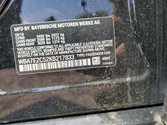 WBA7E2C52KB217833 - 2019 BMW 740 I BLACK photo 12