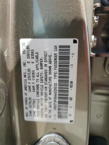 1HGCP3F89AA025032 - 2010 HONDA ACCORD EXL GOLD photo 12