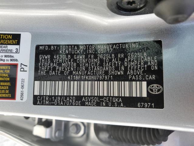4T1BF1FK0HU797971 - 2017 TOYOTA CAMRY LE SILVER photo 13