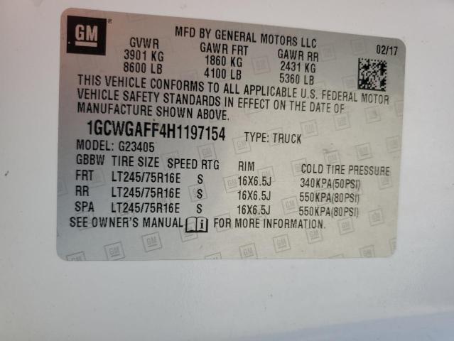 1GCWGAFF4H1197154 - 2017 CHEVROLET EXPRESS G2 WHITE photo 13