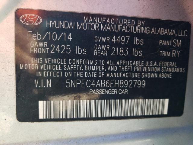 5NPEC4AB6EH892799 - 2014 HYUNDAI SONATA SE SILVER photo 12