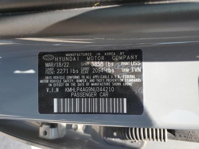 KMHLP4AG9NU344210 - 2022 HYUNDAI ELANTRA LIMITED GRAY photo 12