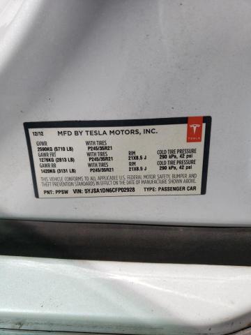 5YJSA1DN6CFP02928 - 2012 TESLA MODEL S Սպիտակ լուսանկար 12